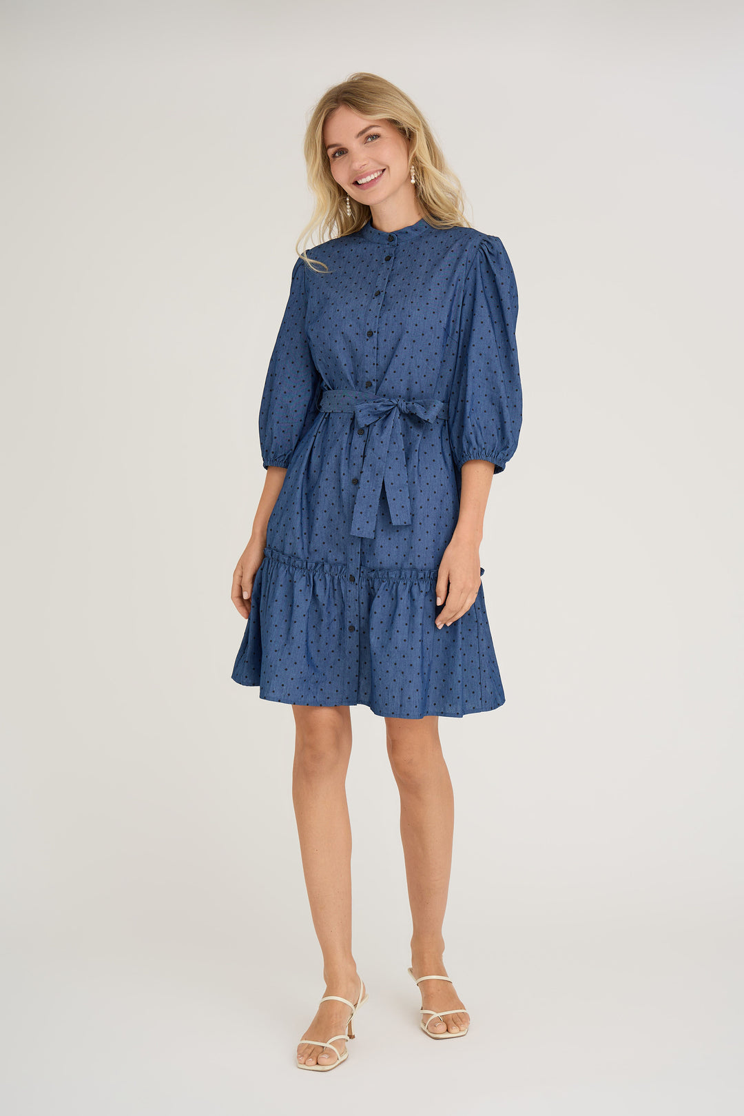 A-VIEW Kate Dot Dress Denim/Print