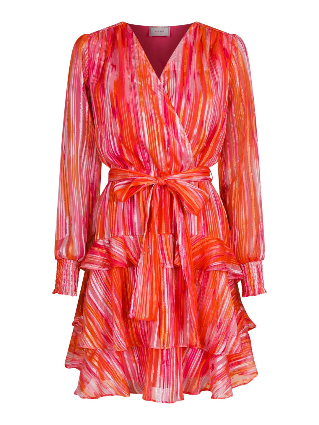 NEO NOIR Dennie Blurred Stripe Dress Orange