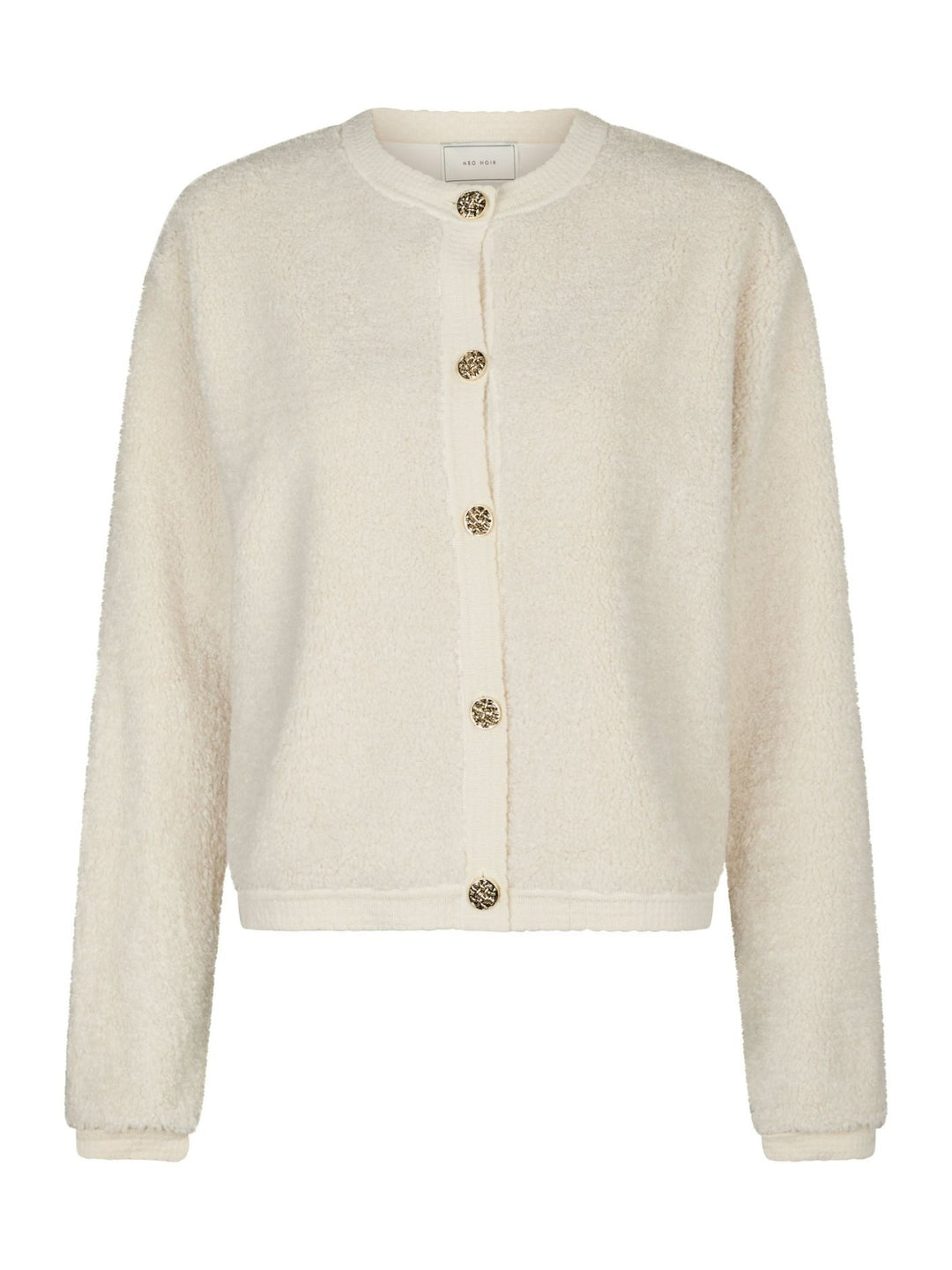 NEO NOIR Limo Fluffy Knit Cardigan Creme
