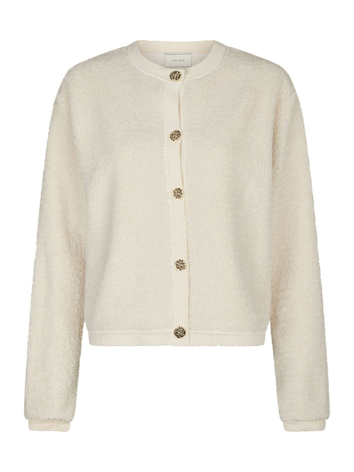 NEO NOIR Limo Fluffy Knit Cardigan Creme