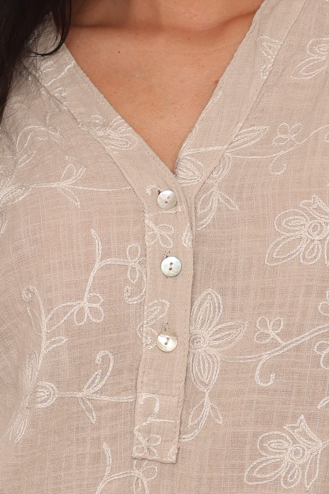 COPENHAGEN LUXE Cotton Shirt Linen Look Sand