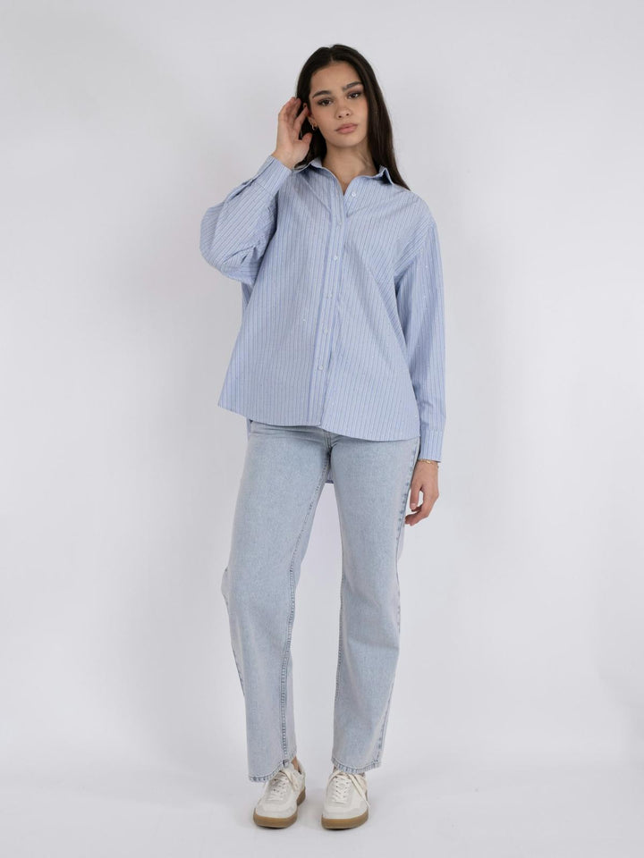 NEO NOIR Dalma Stripe Stone Shirt Blue