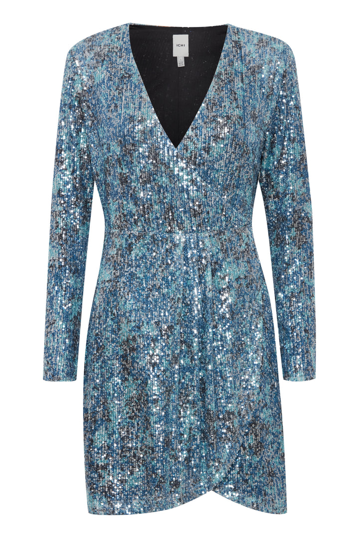 ICHI IXnailey Dress Nebulas Blue Palliet Print