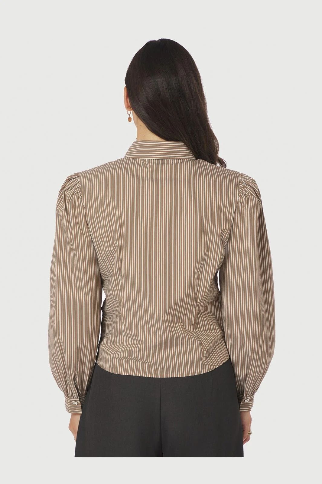 NEO NOIR Ritta Stripe Shirt Light Brown