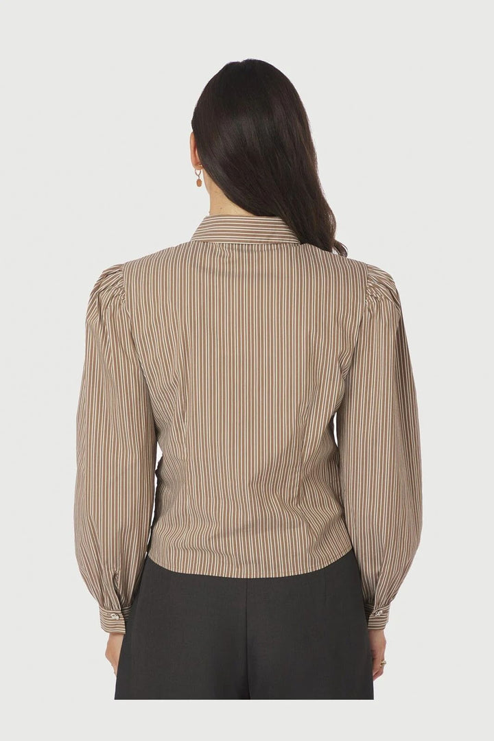 NEO NOIR Ritta Stripe Shirt Light Brown