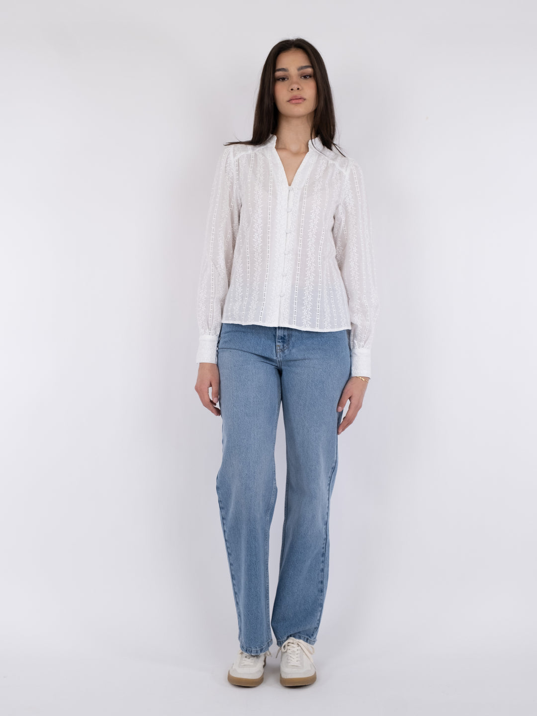 NEO NOIR Massima Embroidery Blouse White