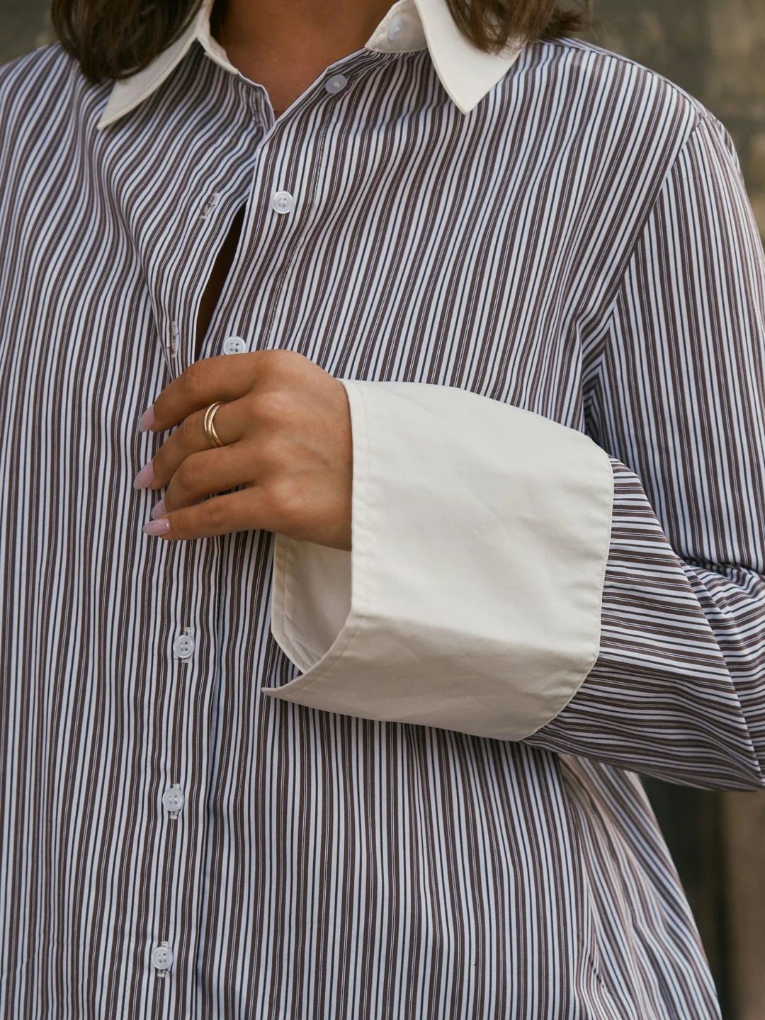 NEO NOIR Dranila Stripe Shirt Brown