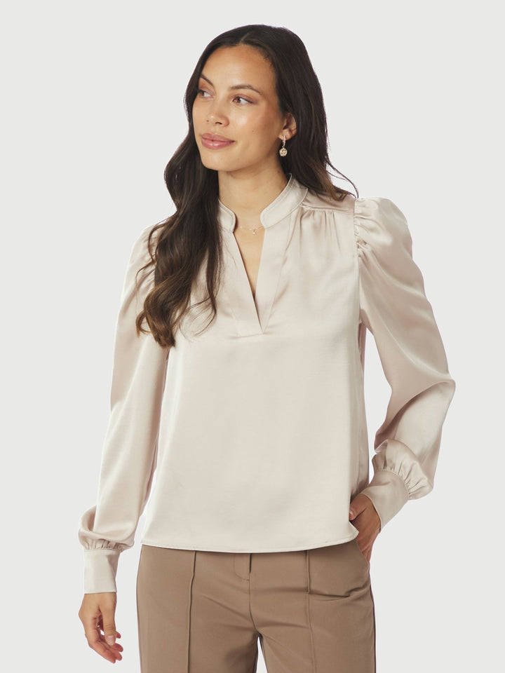 NEO NOIR Rosslyn Heavy Sateen Blouse Champagne
