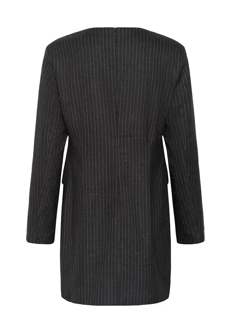 SOAKED IN LUXURY SLMalodi Dress Grey Melange Pinstripe