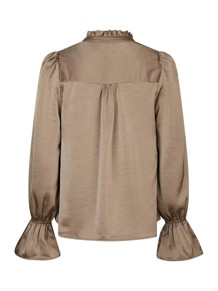 NEO NOIR Amara Heavy Sateen Bedaz Blouse Dark Taupe