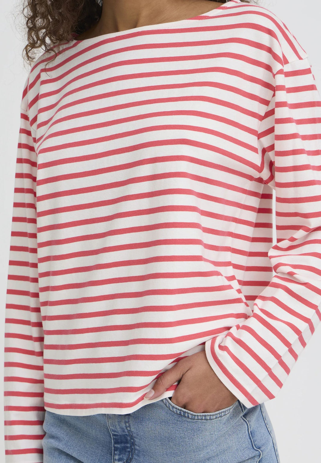 ICHI IHmira Boatneck LS2 Teaberry/Cloud Dancer