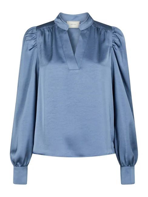 NEO NOIR Rosslyn Heavy Sateen Blouse Smoke Blue