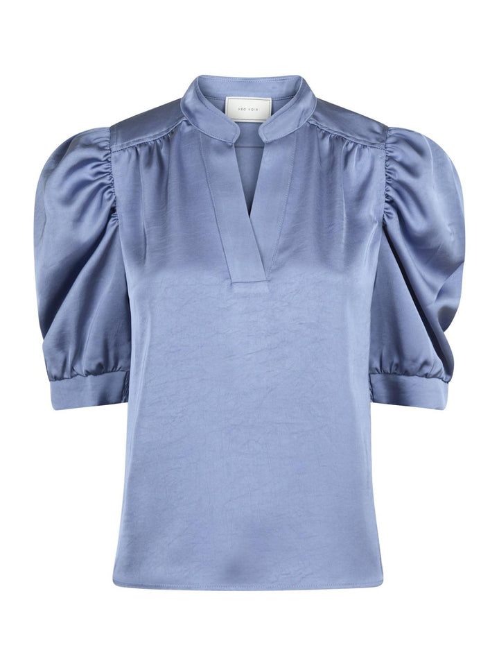 NEO NOIR Roella Heavy Sateen Blouse Smoke Blue