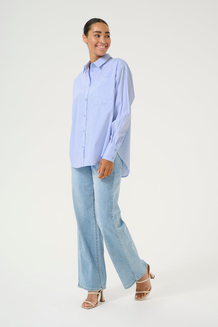 KAFFE KAtara Shirt Light Blue Pin Stripe