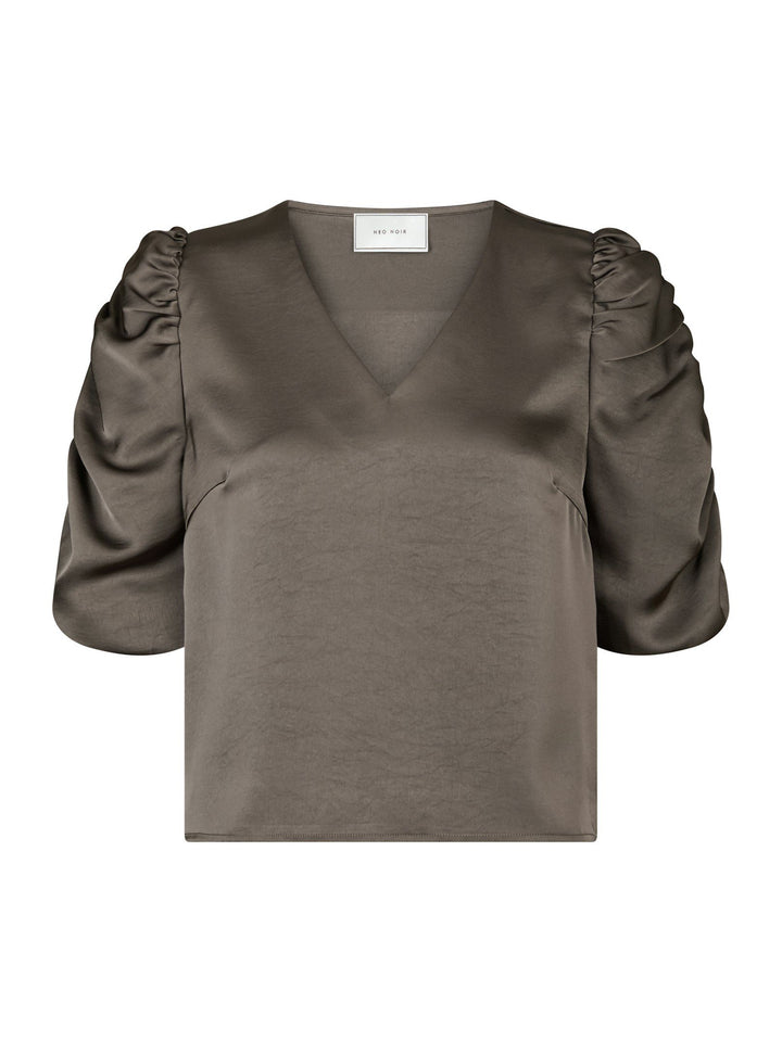 NEO NOIR Elba Heavy Sateen Blouse Warm Grey