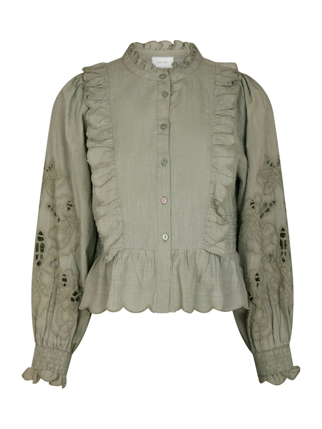 NEO NOIR Petrine Embroidery Blouse Smoke Green