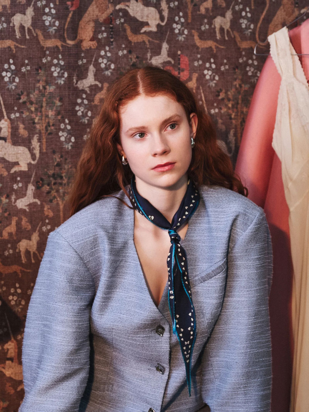 BECKSÖNDERGAARD Fairygard Diamond Scarf Navy Blazer