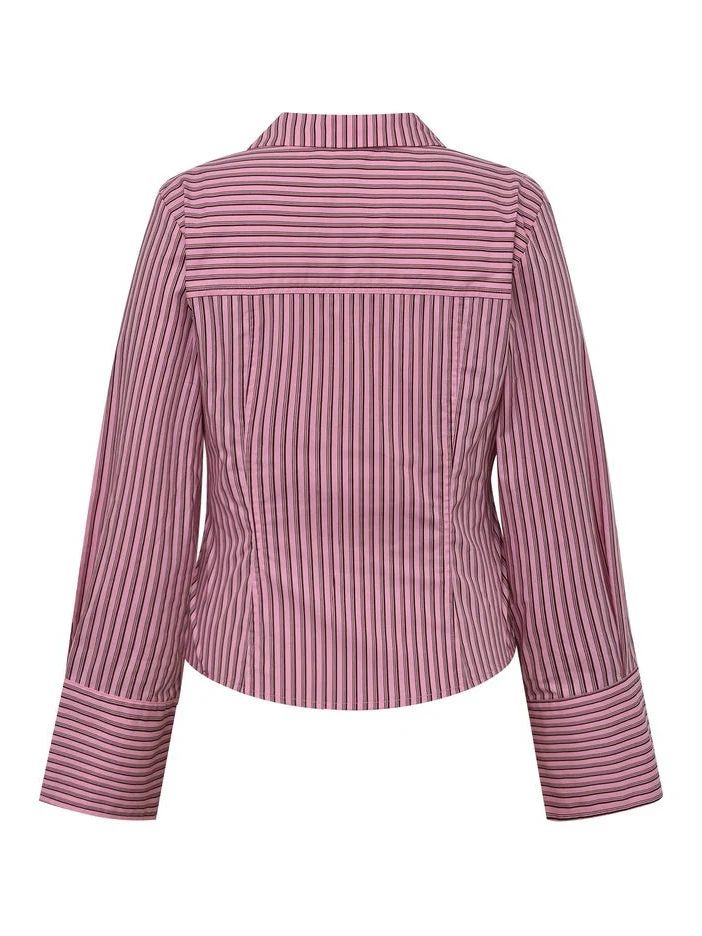 MBYM Lynettie Gerri-M Blouse Pink Bordeaux Stripe