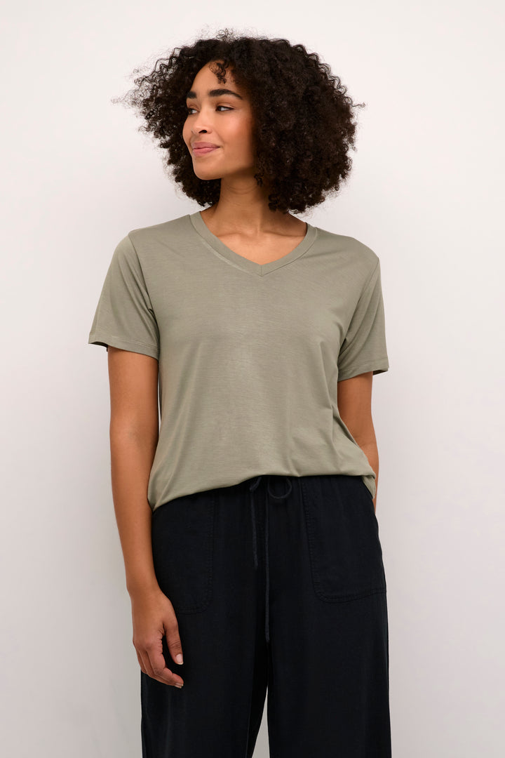 KAFFE KAfrida V-neck T-shirt Vetiver