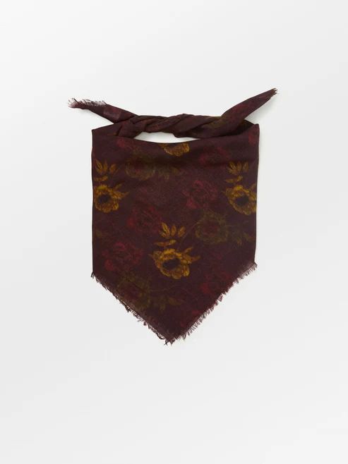 BECKSÖNDERGAARD Magna Flower Siw Scarf Chocolate Brown