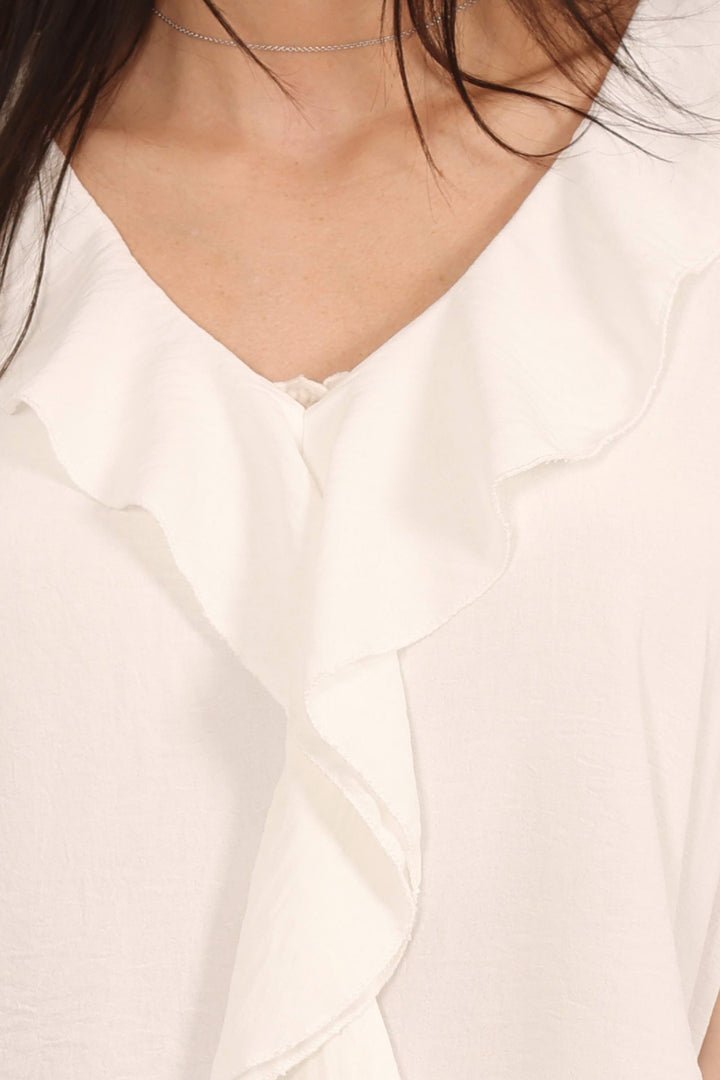 COPENHAGEN LUXE Feminine Ruffle Shirt White
