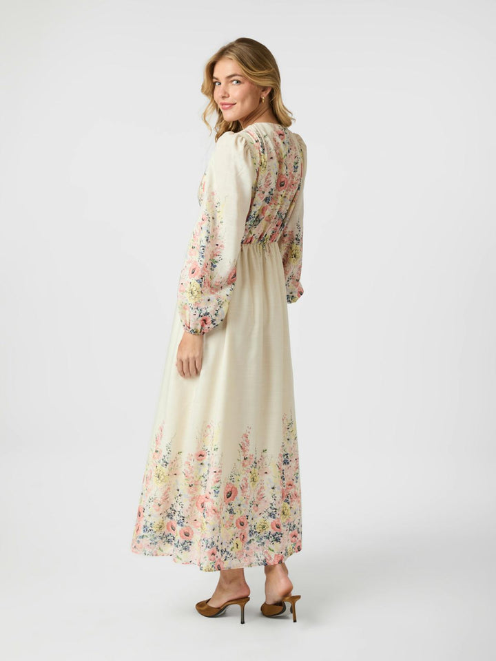 NEO NOIR Silfi Flower Print Dress Creme