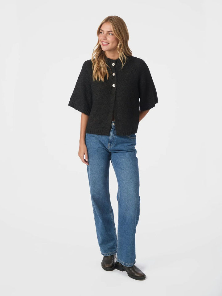 NEO NOIR Benuta Fluffy Knit Cardigan Dark Brown