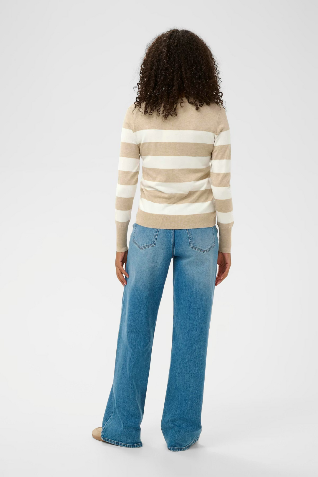 KAFFE KAlizza Striped Knit Pullover Feather G. M / Chalk Wide Striped