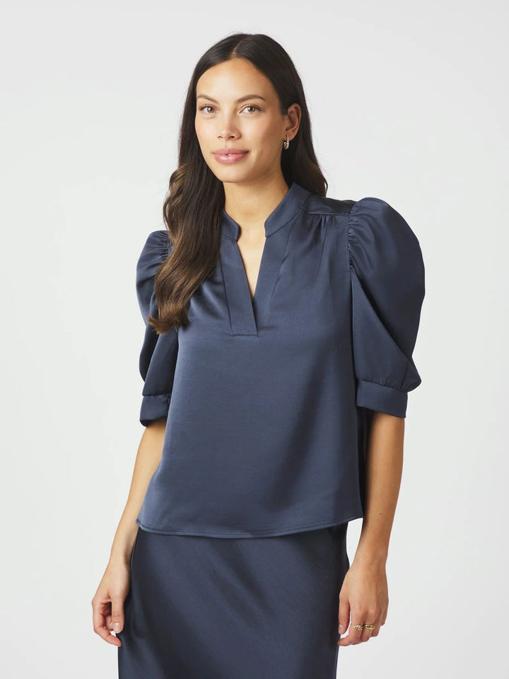 NEO NOIR Roella Heavy Sateen Blouse Midnight Blue