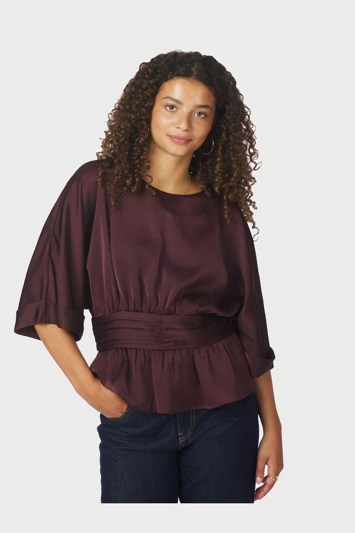 NEO NOIR Annegret Heavy Sateen Blouse Burgundy