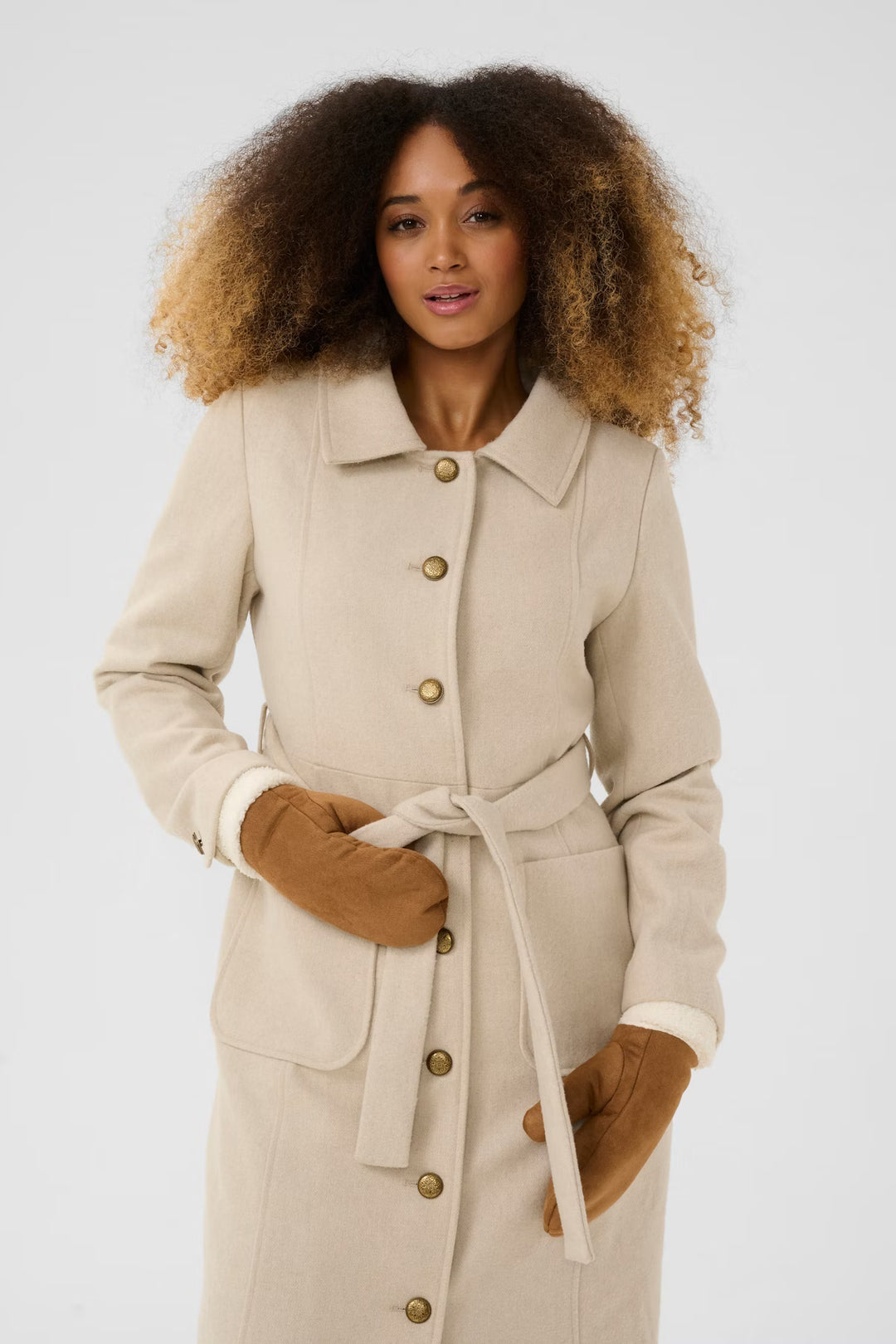 CREAM CRKolum Mittens Tobacco brown