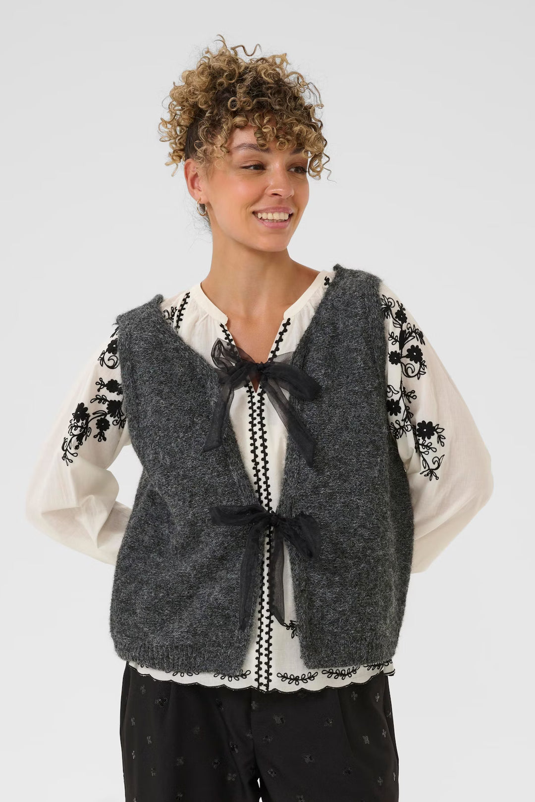 CREAM CRBulp Knit Vest Dark Grey Melange