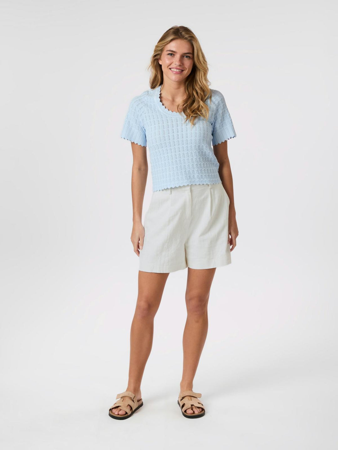 NEO NOIR Meiko Solid Knit Blouse Light Blue