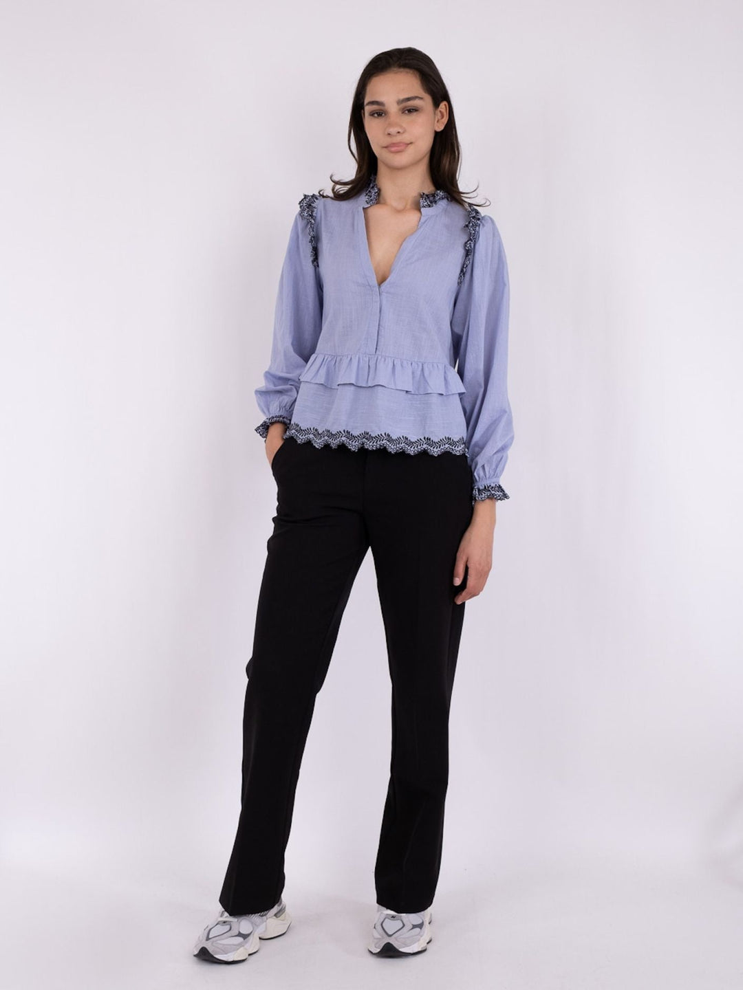 NEO NOIR Panama Embroidery Blouse Light Blue