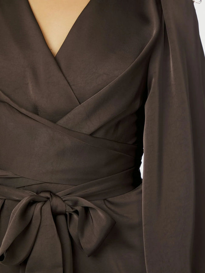 NEO NOIR Rimini Heavy Sateen Dress Dark Brown