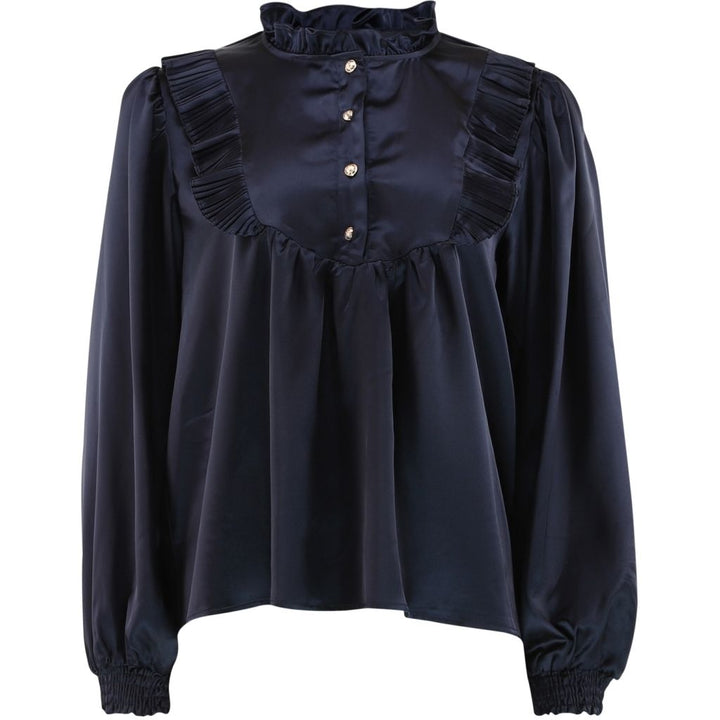 CONTINUE Silke Shinny Blouse Navy Blue