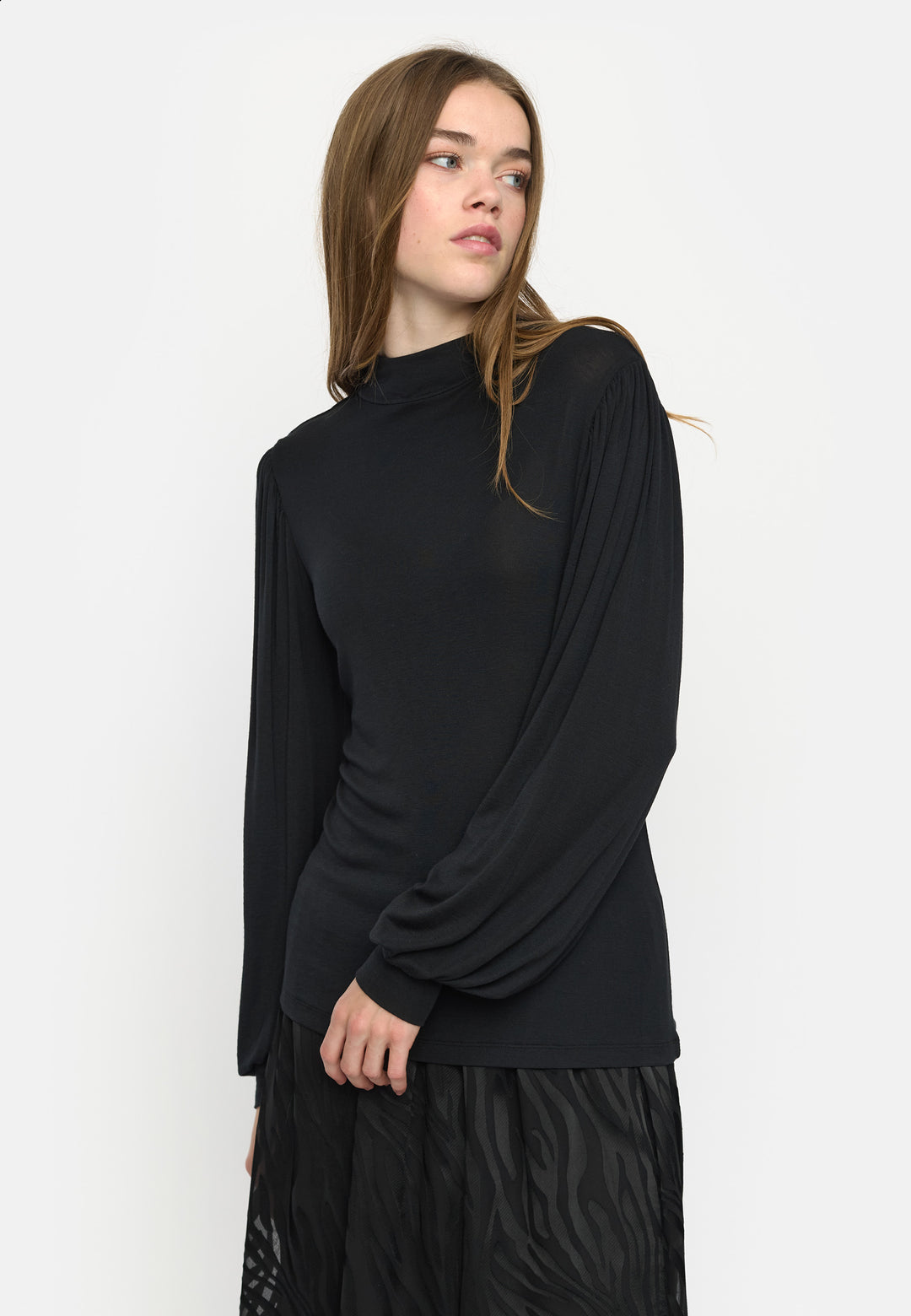 Soft Rebels SRoman T-Neck Top Black