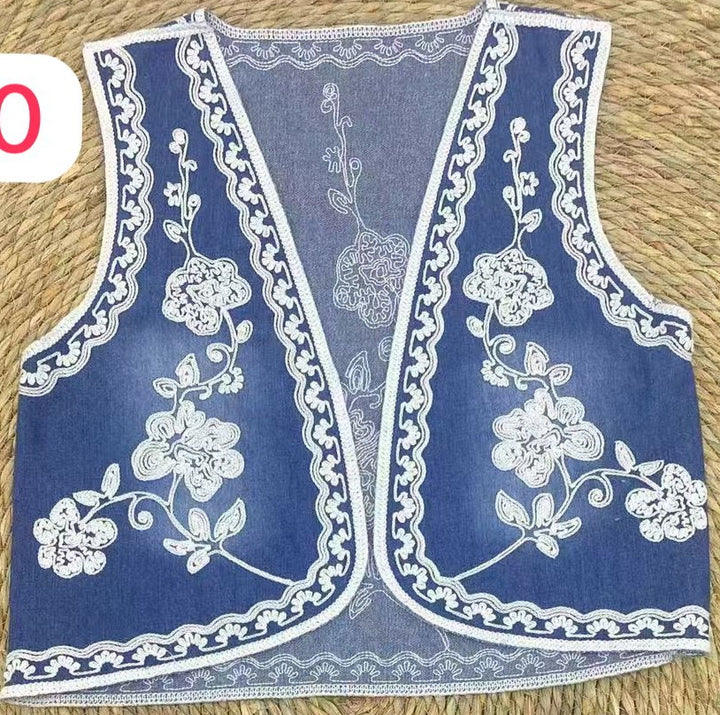 COPENHAGEN LUXE Embroidered Vest Denim Blue