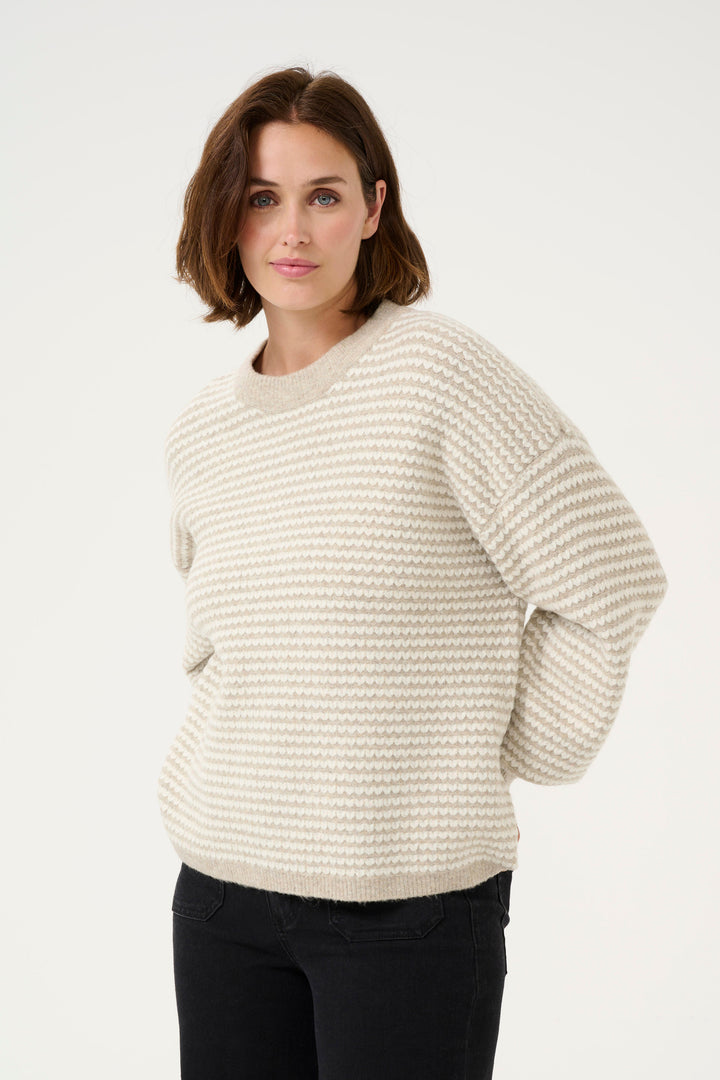 KAFFE Kaellery Knit Pullover Feather Gray/Chalk