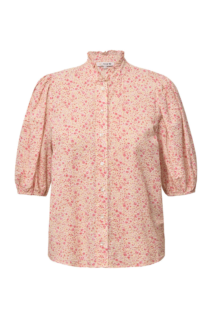 A-VIEW Tiffany Short Sleeve Shirt Yellow/Rose