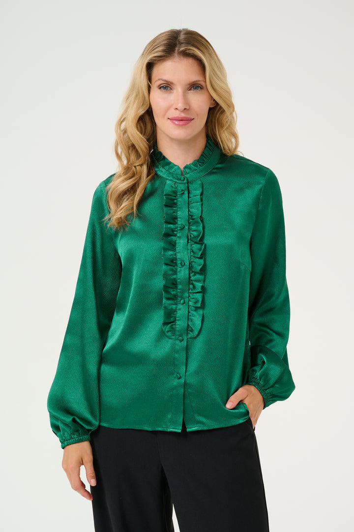 CREAM CRLoretti Frill Shirt Posy Green