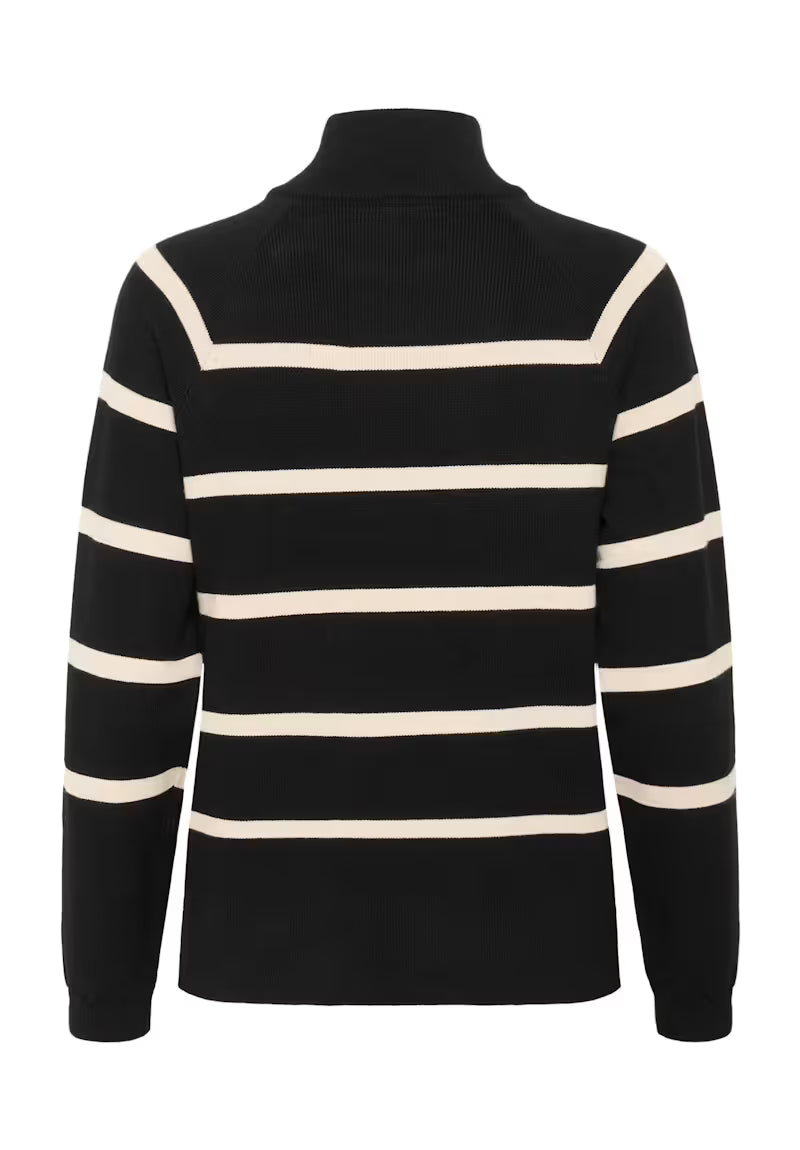 CREAM CRDela Button Pullover Black Stripe