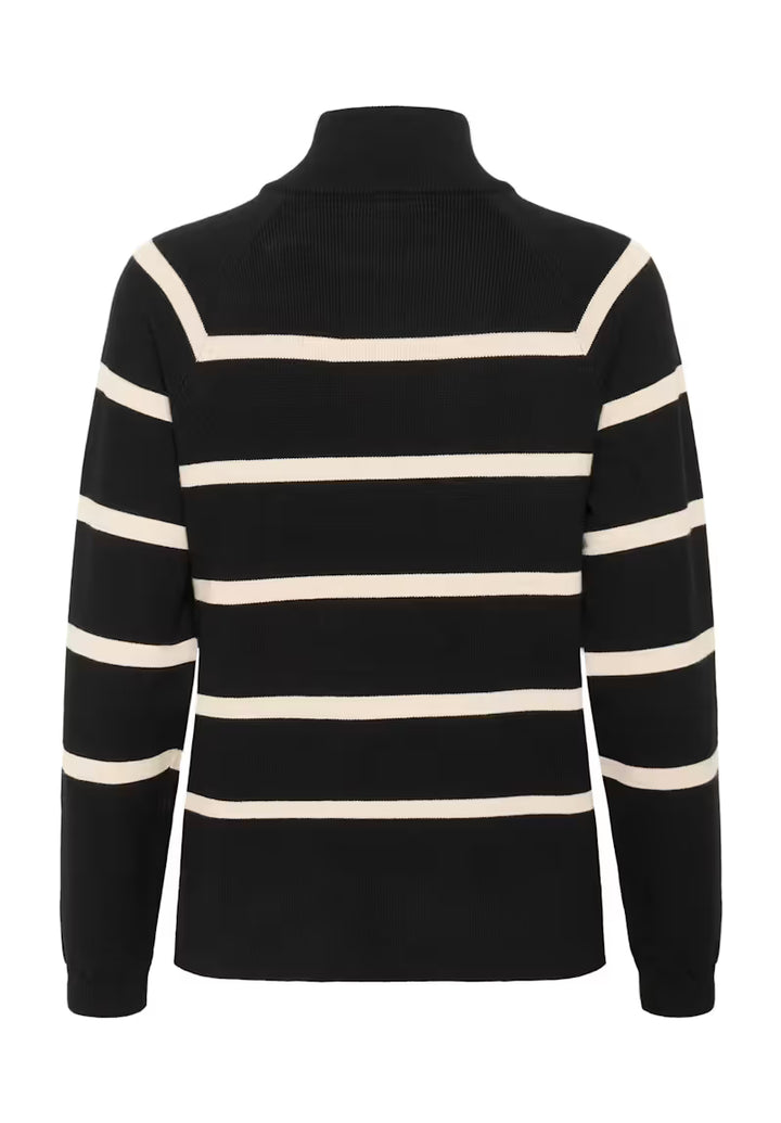 CREAM CRDela Button Pullover Black Stripe