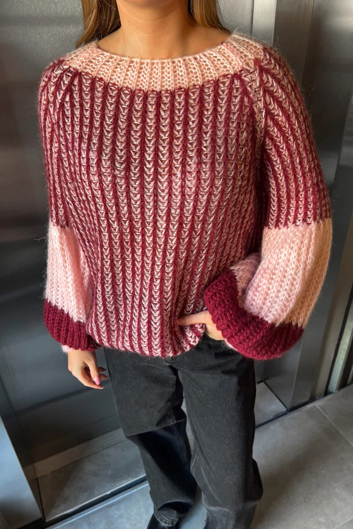 NOELLA Liana Knit Sweater Rust Blush Combo