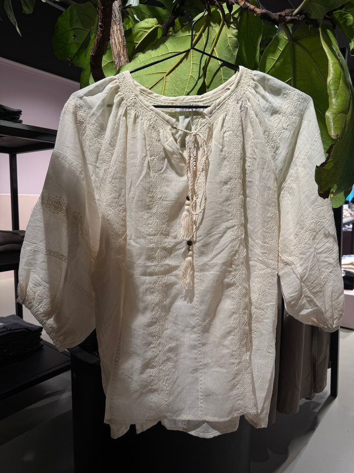 COPENHAGEN LUXE Boho-Inspired Tunic Top Creme
