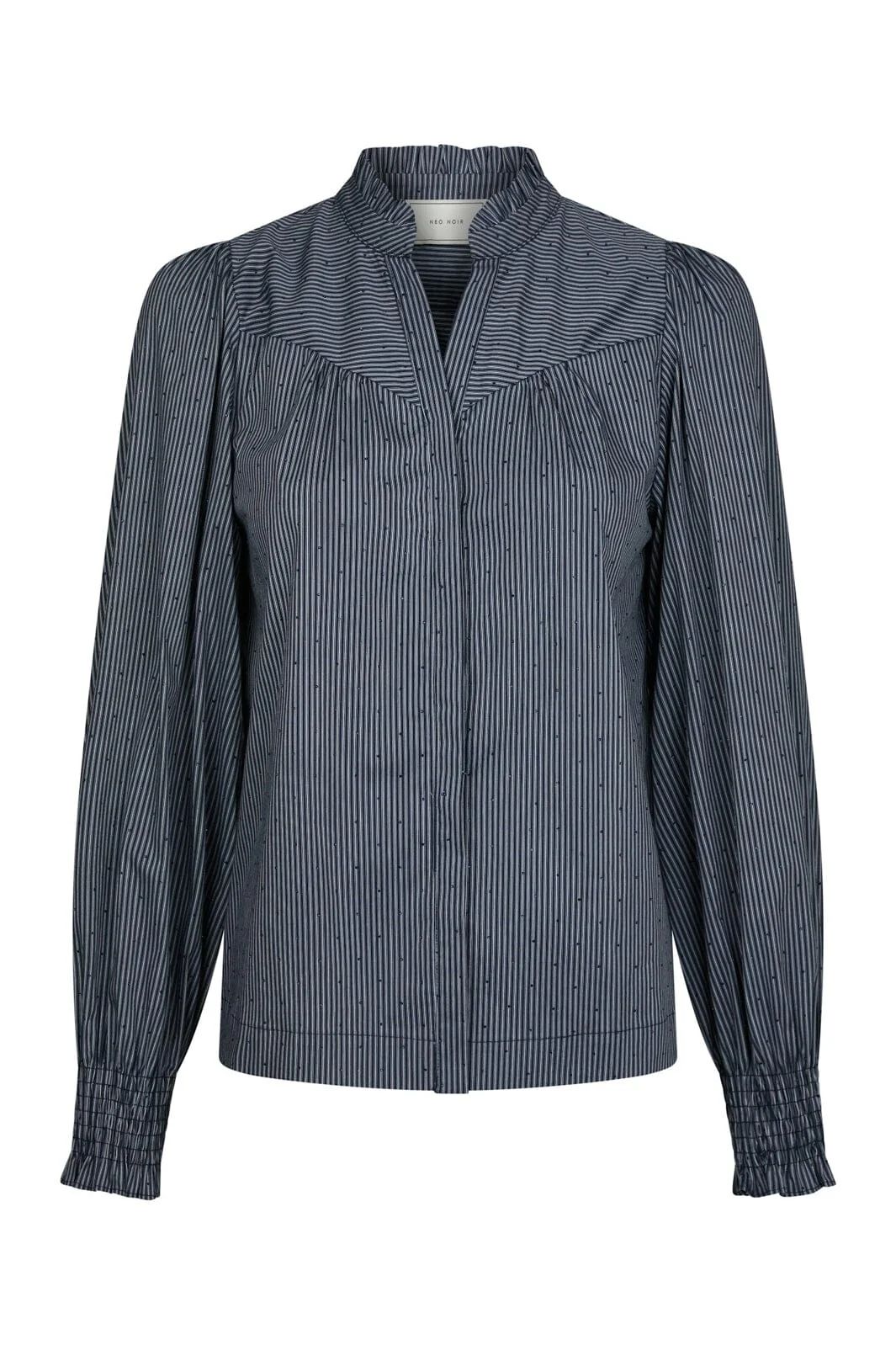 NEO NOIR Astrida Stripe Stone Blouse Navy