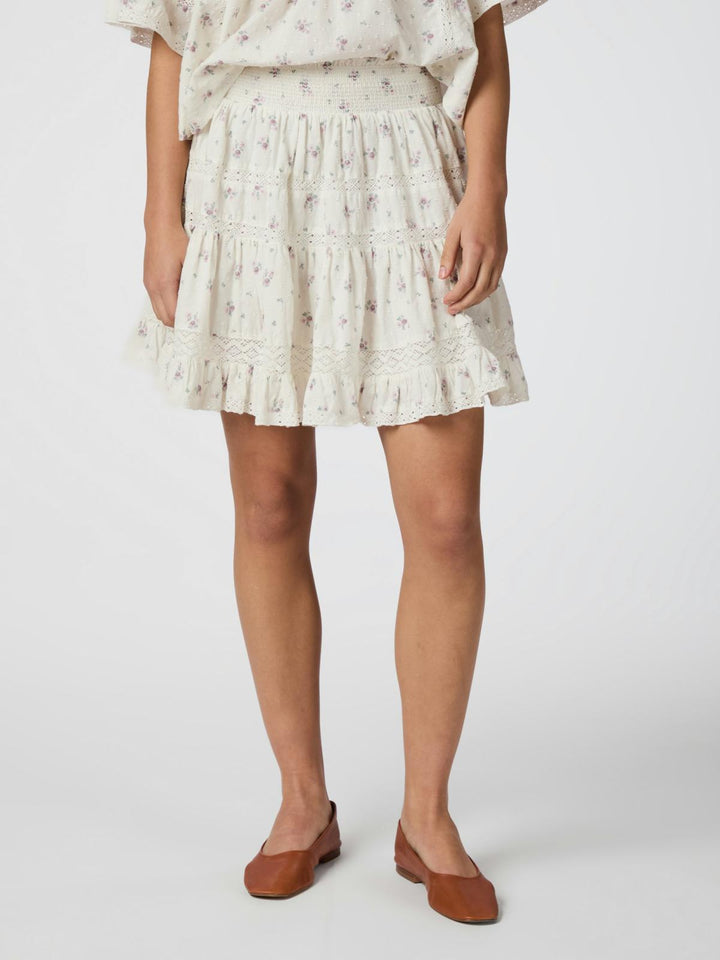 NEO NOIR Callia Dobby Flower Skirt Off White