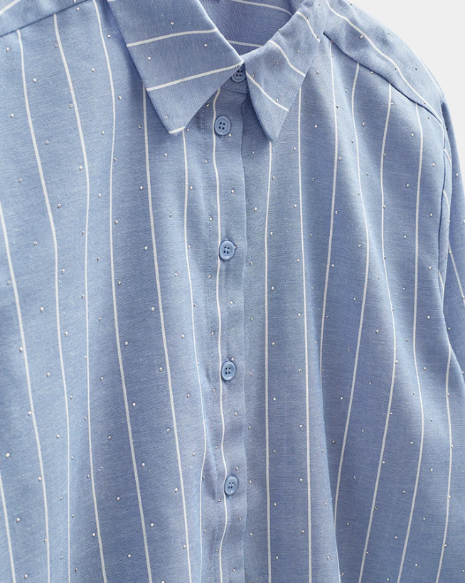 FREEQUENT FQSolly-Shirt Vista Blue W. Star Off-White