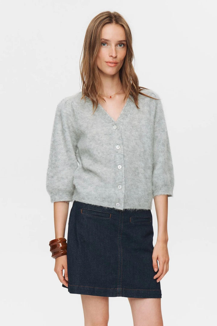NÜMPH NUSURI BRUSHED SS Cardigan Light Grey