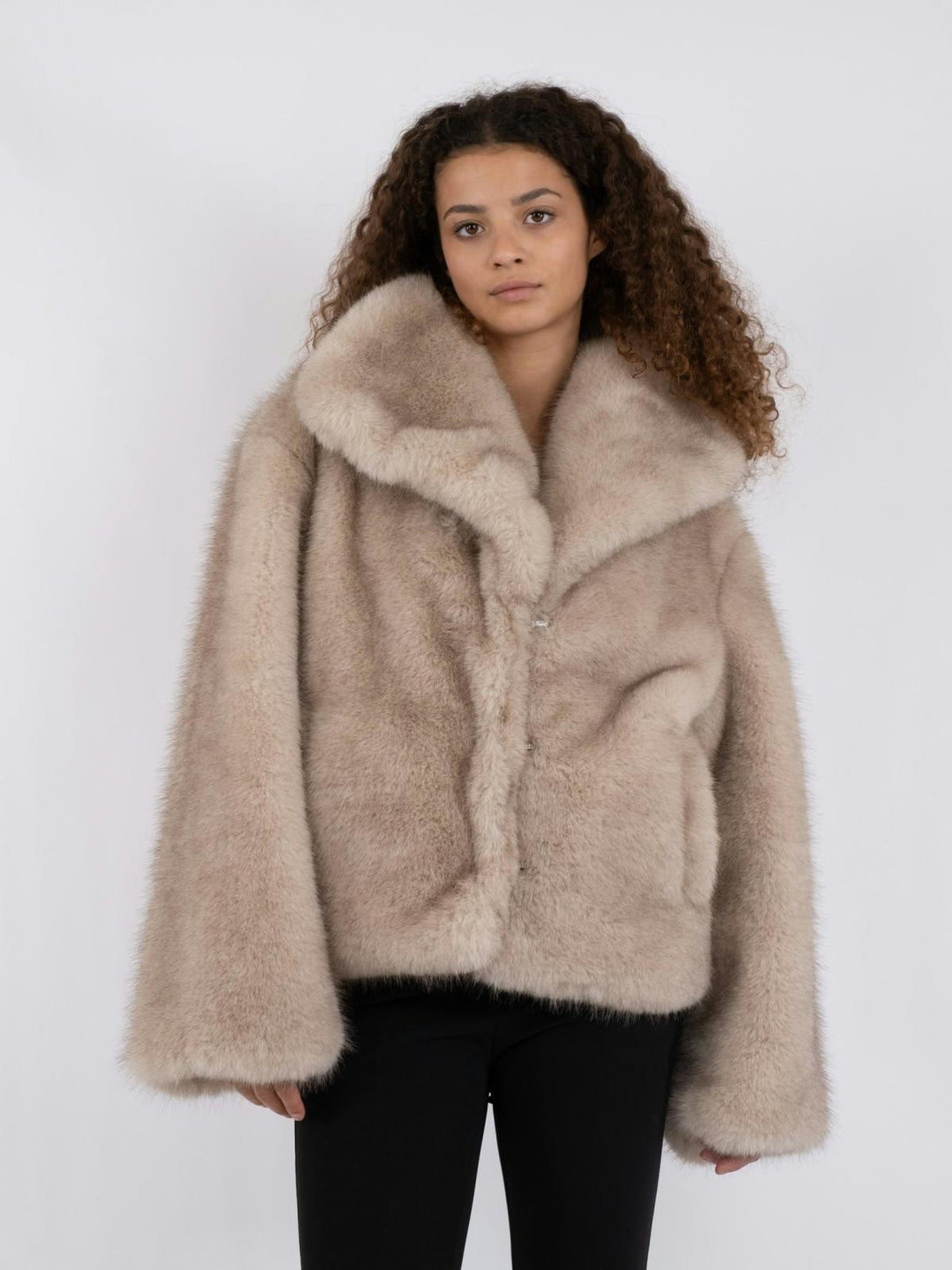 NEO NOIR Stephanie Faux Fur Jacket Beige